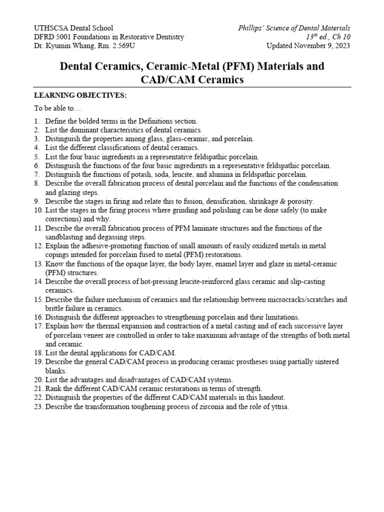 Dental Ceramics and PFM Materials Overview | PDF | Silicon Dioxide ...
