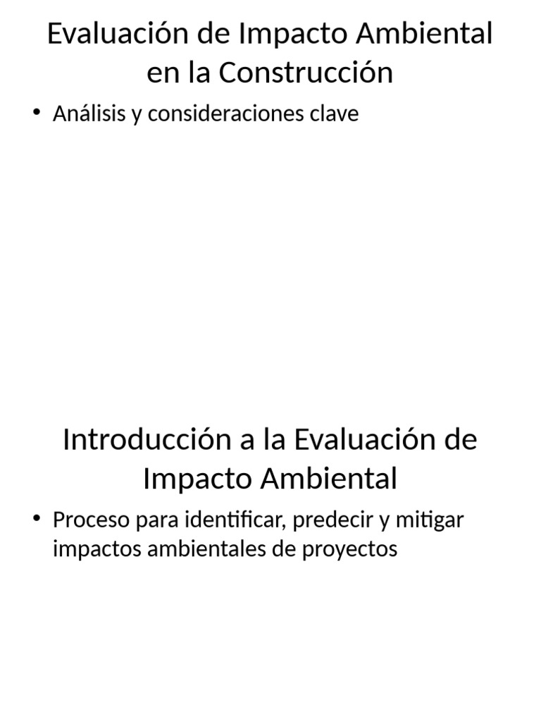Evaluación de Impacto Ambiental en Construcción | PDF