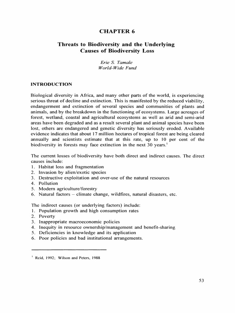 Biodiversity Loss: Causes and Threats | PDF | Biodiversity | Habitat ...