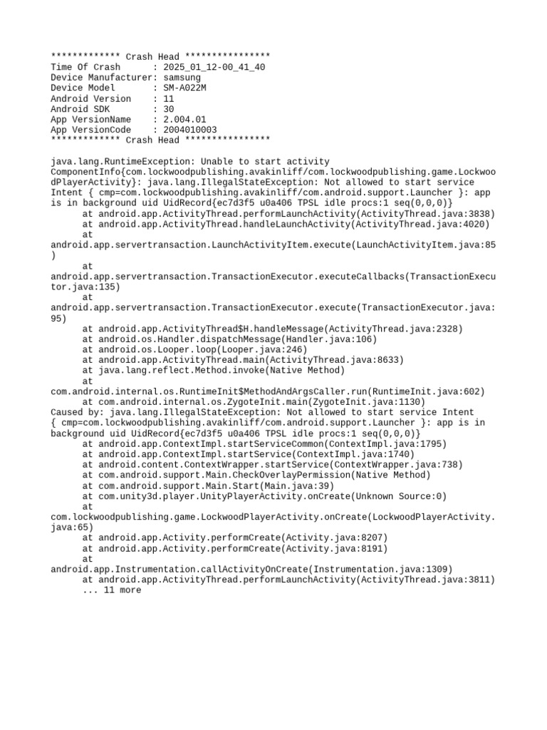 Samsung App Crash Report 2025 | PDF | Java (Programming Language ...
