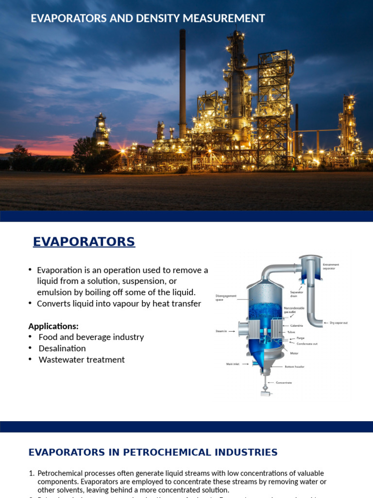 Evaporators and Density Measurement Guide | PDF | Liquids | Density