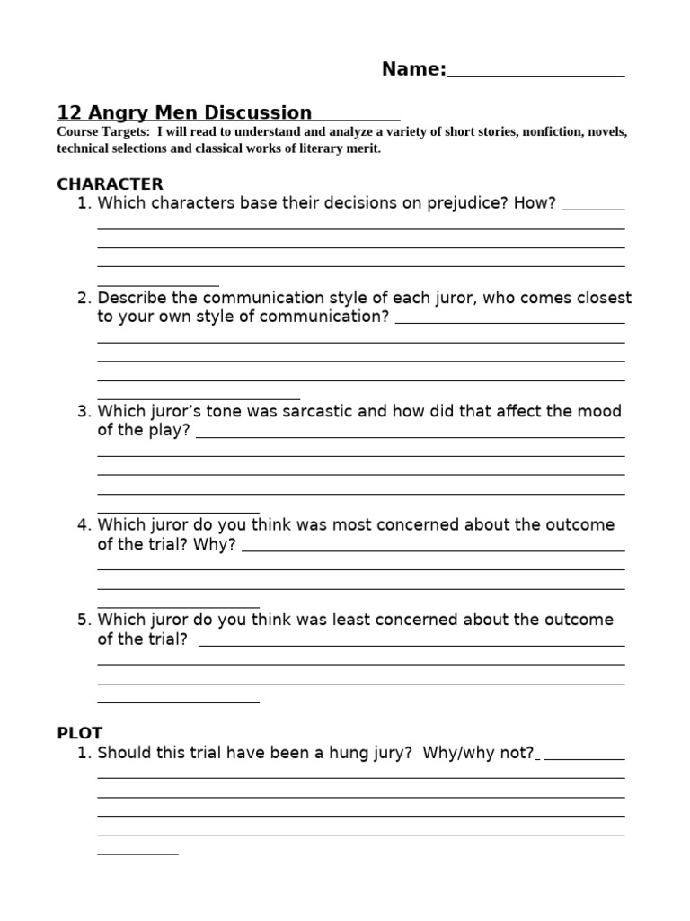 Analyzing 12 Angry Men Characters and Themes | PDF