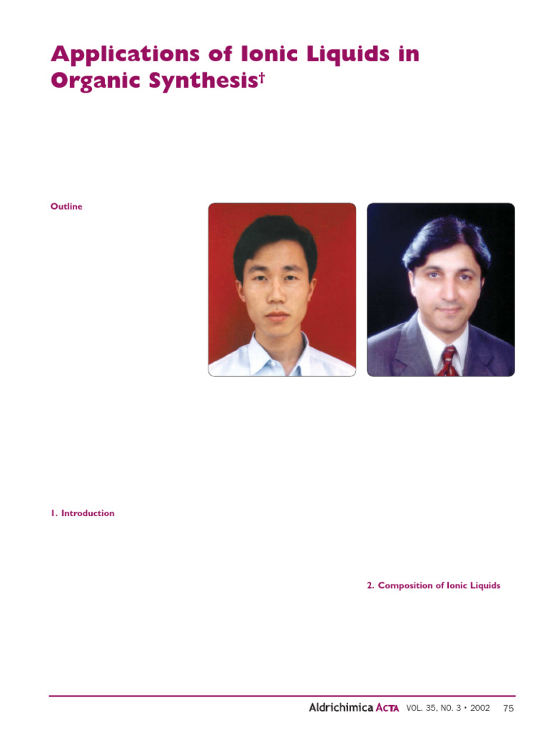 Ionic Liquids in Organic Synthesis | PDF | Catalysis | Salt (Chemistry)