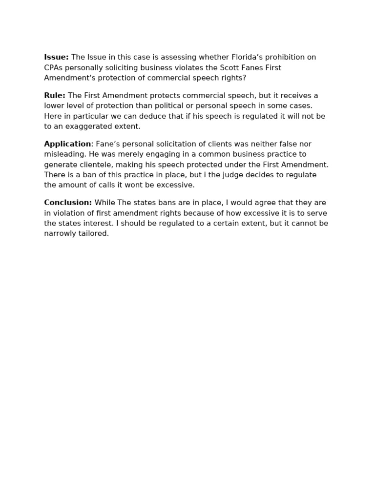 Florida CPA Solicitation & First Amendment Rights | PDF