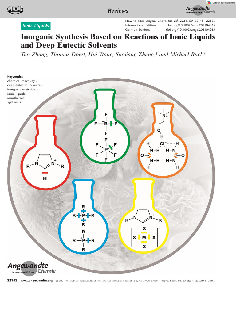 Ionic Liquids in Inorganic Synthesis | PDF | Salt (Chemistry ...