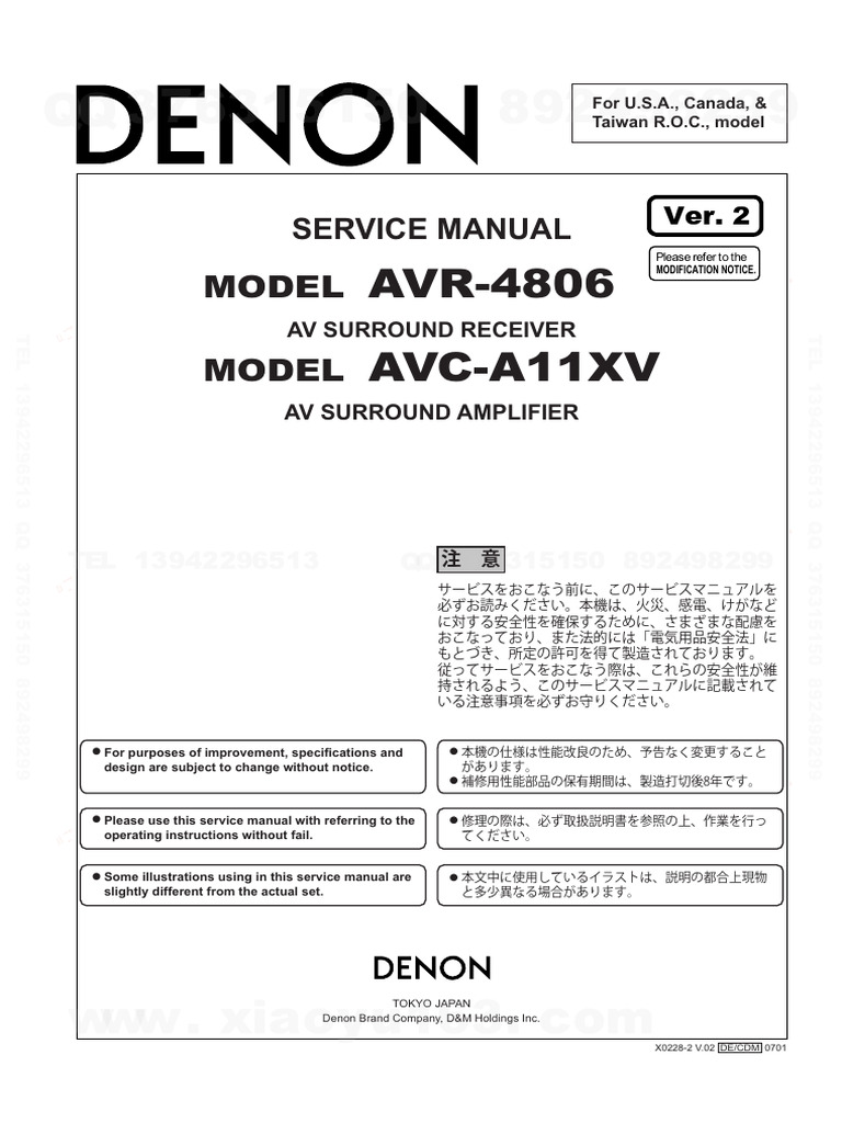 Denon AVC-A11XV Service Manual | PDF | Electrical Connector | Ac