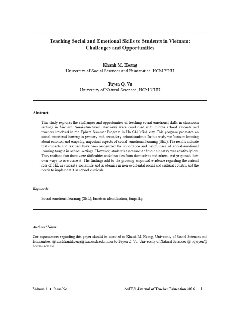 Teaching Social-Emotional Skills in Vietnam | PDF | Empathy | Teachers