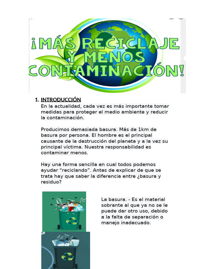 Importancia del Reciclaje y Residuos | PDF
