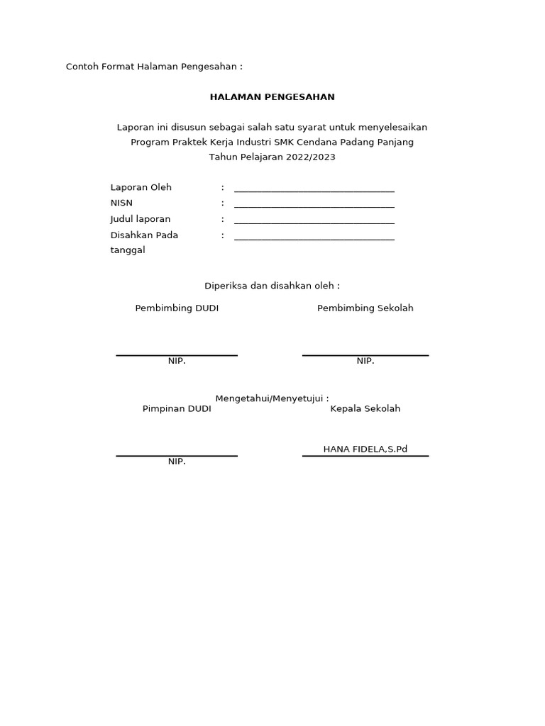 Contoh Format Halaman Pengesahan | PDF