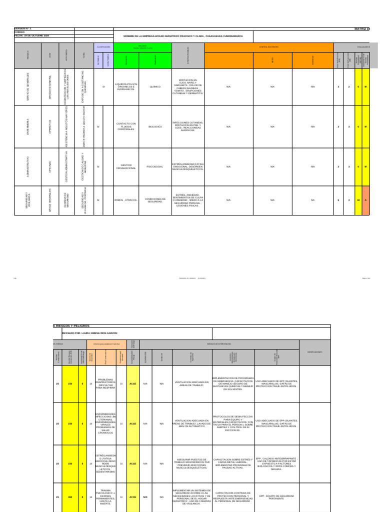 Identificación de Riesgos en Hogar Geriátrico | PDF | Estrés (biología ...