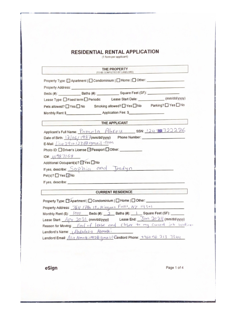 Residential Rental Application | PDF