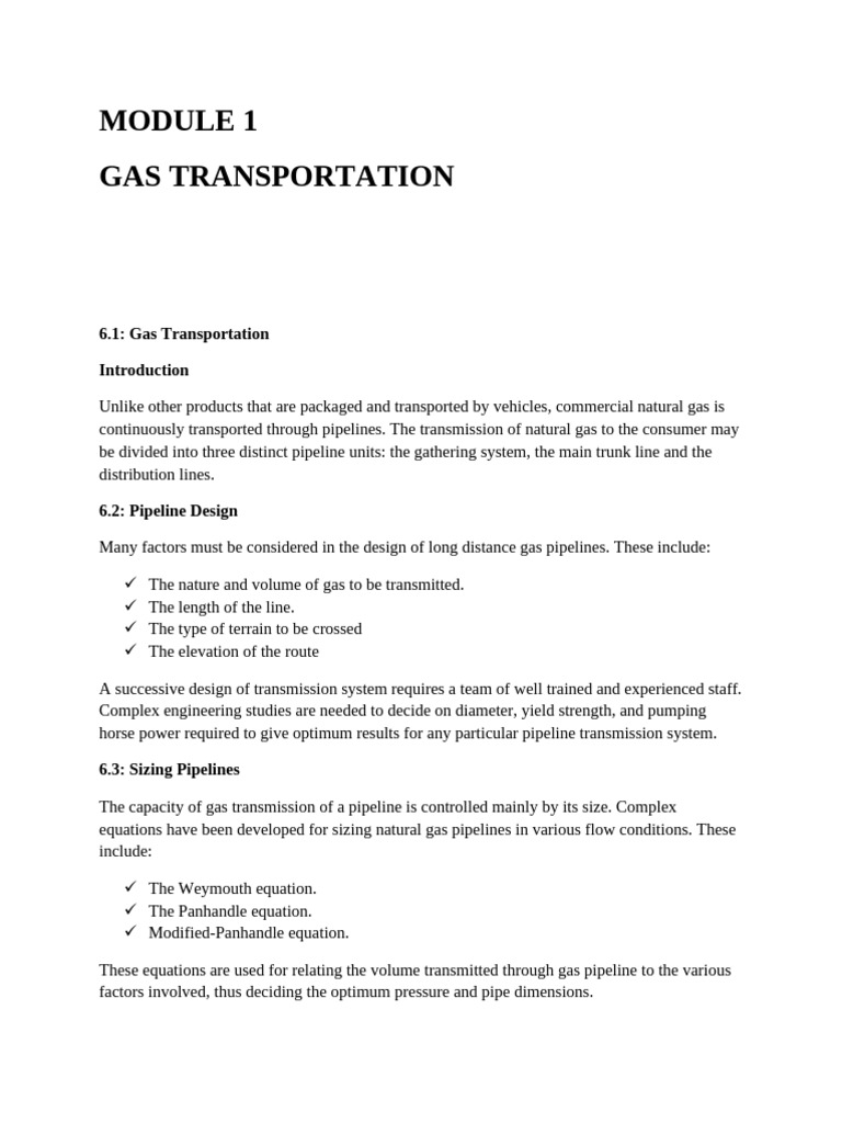 Gas Pipeline Transportation And Design Pdf Gases Flow Measurement