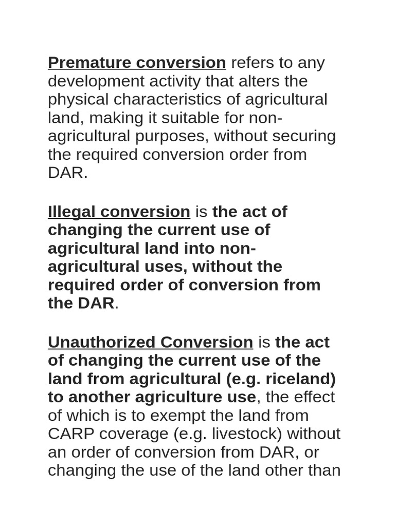 Premature Conversion of Agricultural Land | PDF