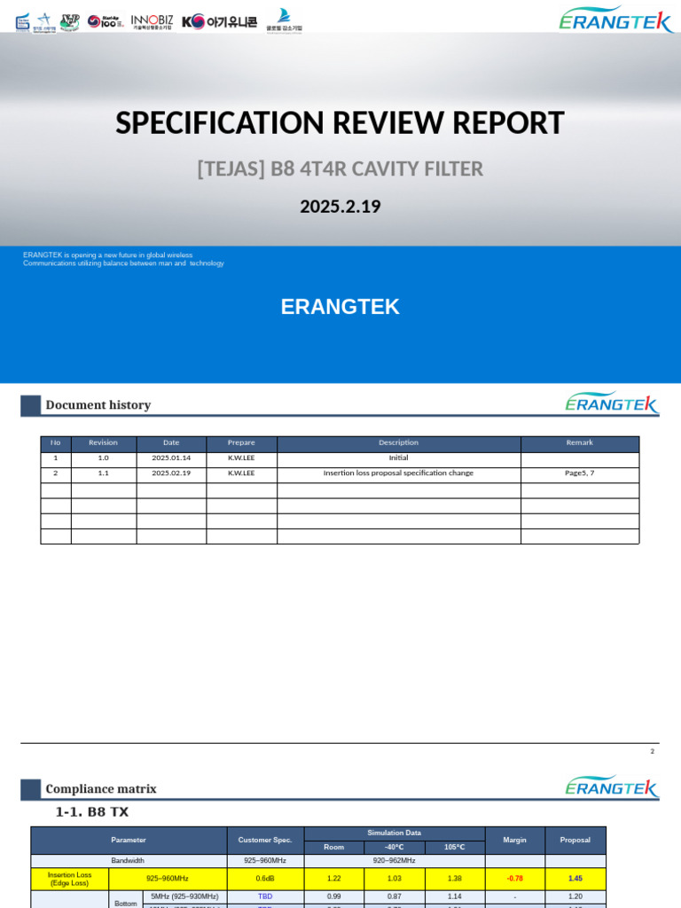Specification Review Report For TEJAS B8 4T4R Filter REV 1.1 | PDF ...