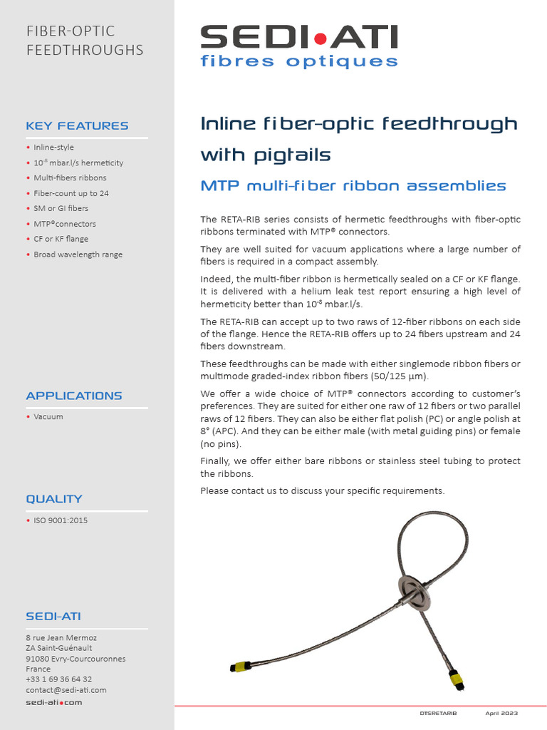 FEEDTHROUGH - MTP Multi Fiber Ribbon Feedthroughs - DTSRETARIB | PDF ...