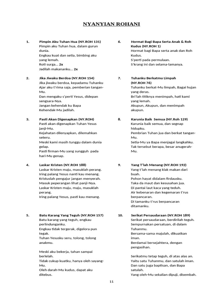 Kumpulan Nyanyian Rohani Terpilih | PDF