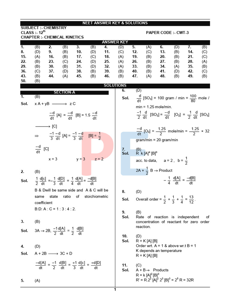 3 Chemical Kinetics Solution Pdf Reaction Rate Change