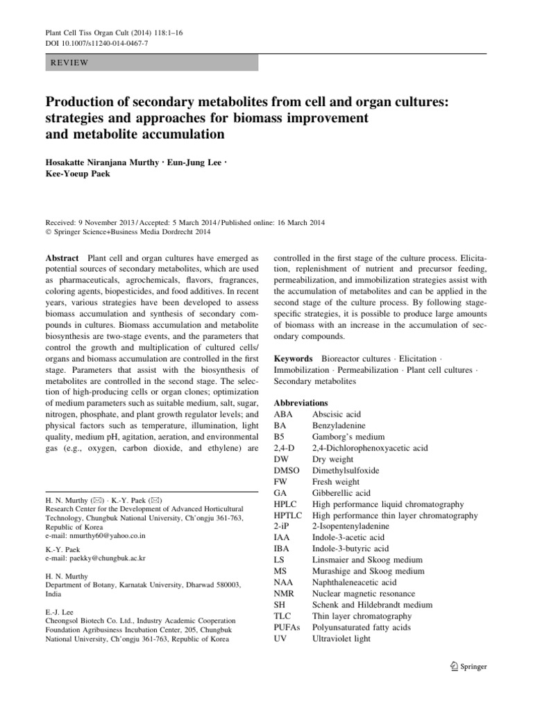 Secondary metabolites production in plant tissue culture | PDF | Root ...