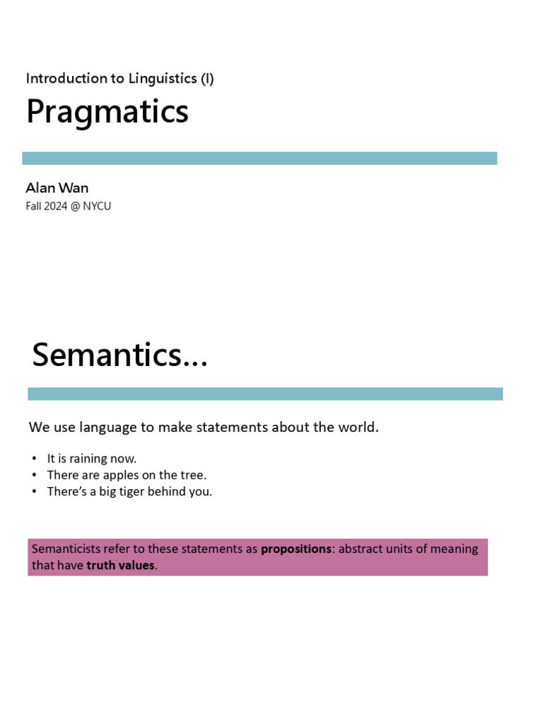 pragmatics | PDF | Semantics | Cognitive Science