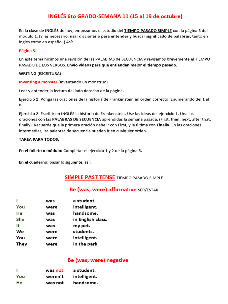 Simple Past Tense Lesson Plan | PDF | Syntax | Linguistic Typology