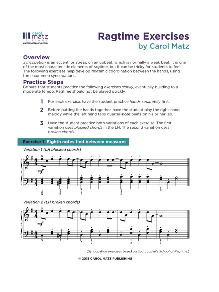 Teaching Ragtime Packet - 3 | PDF