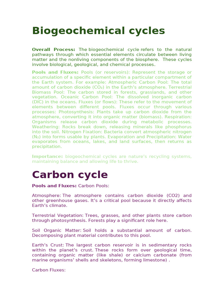 Biogeochemical cycles | PDF | Carbon Cycle | Soil