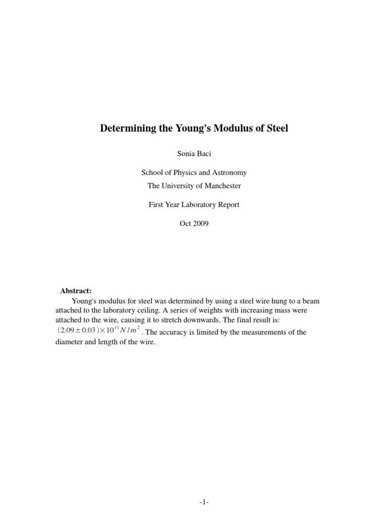 Lab Report (Week 3) PDF Young's Modulus Elasticity (Physics)