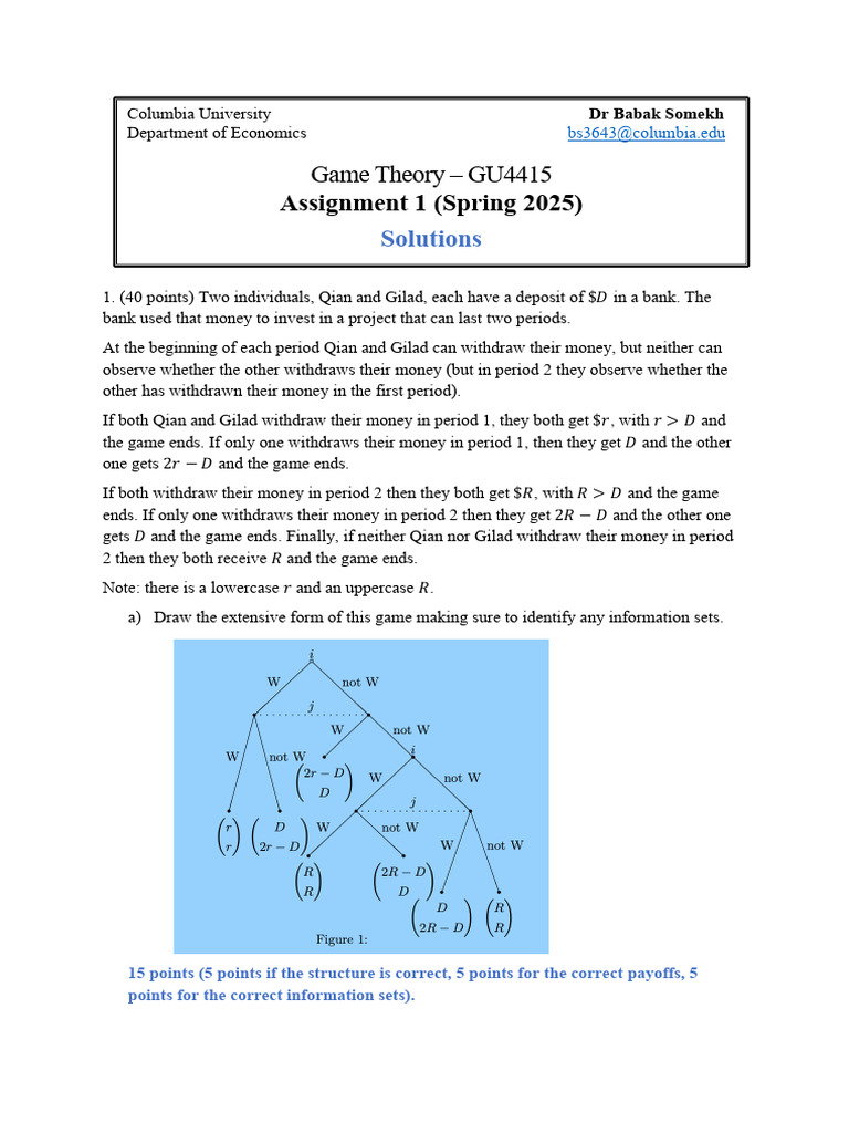 Game Theory Assignment Solutions | PDF