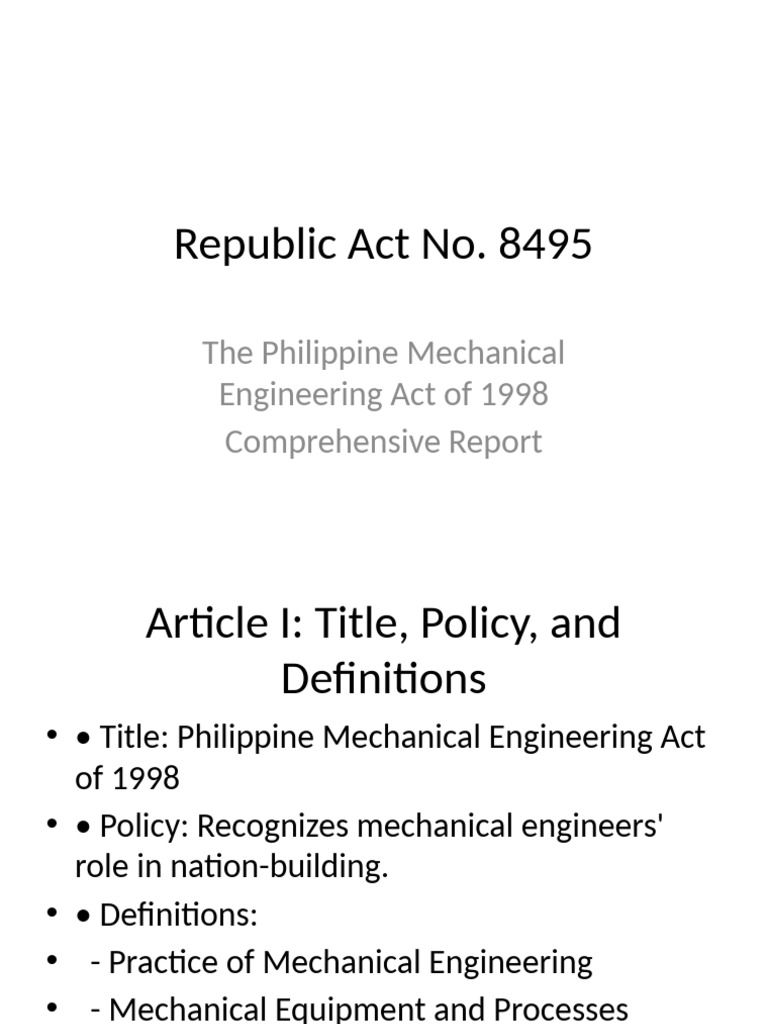 Philippine Mechanical Engineering Act Overview | PDF | Justice | Crime ...