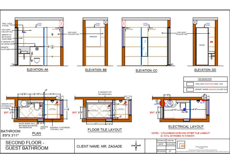 Guest Bathroom Tile Layout Plan | PDF | Tile | Bathroom