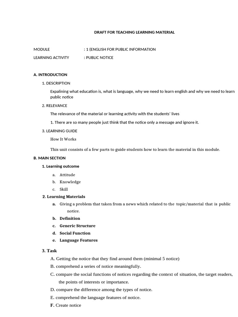 English Learning: Public Notice Module | PDF
