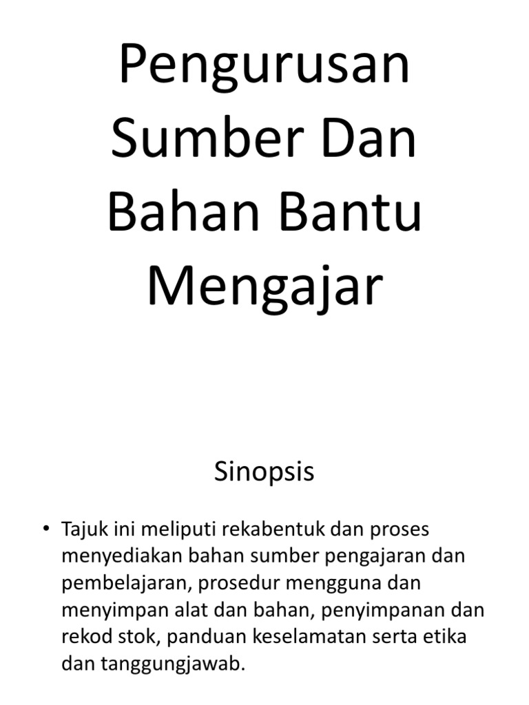 Psv Pengurusan Sumber Dan Bahan Bantu Mengajar Pdf