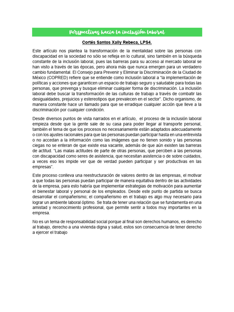 Inclusión Laboral y Discapacidad | PDF | Inclusión (Educación) | Invalidez