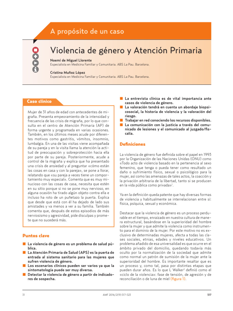 Violencia de Género en Atención Primaria | PDF | La violencia contra ...