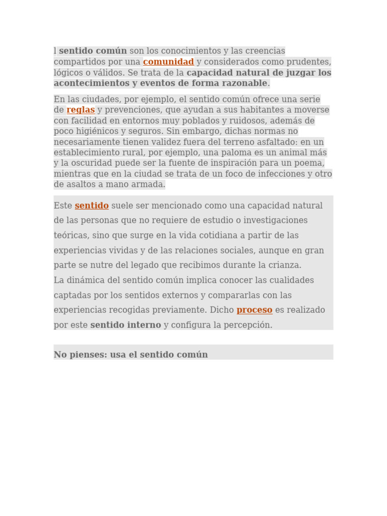 SENTIDO COMUN | PDF | Sentido común