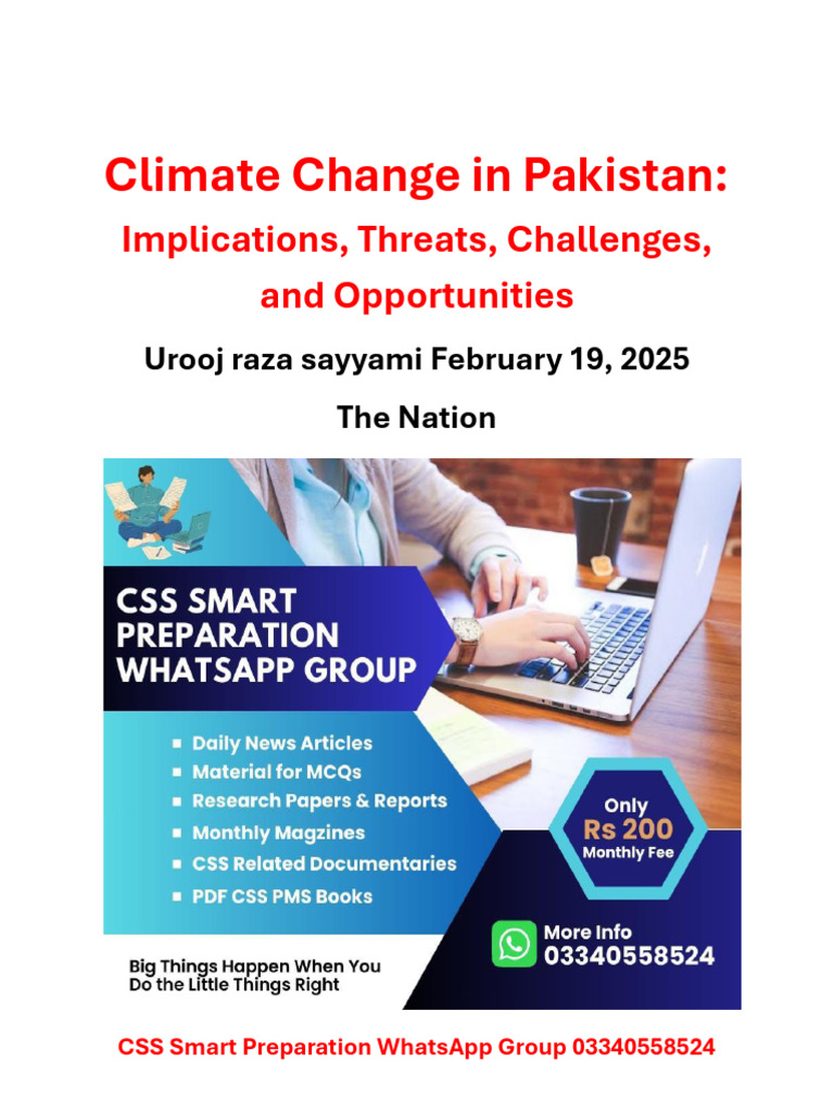 Climate Change Challenges in Pakistan | PDF | Climate Change | Climate ...