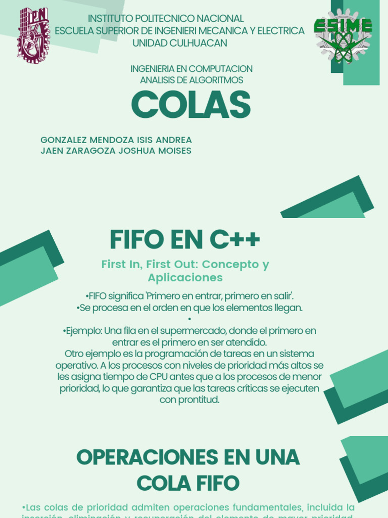 Implementación de Colas FIFO en C++ | PDF | Cola (tipo de datos ...