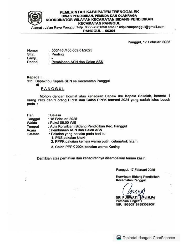 Undangan Pembinaan ASN & Calon ASN | PDF