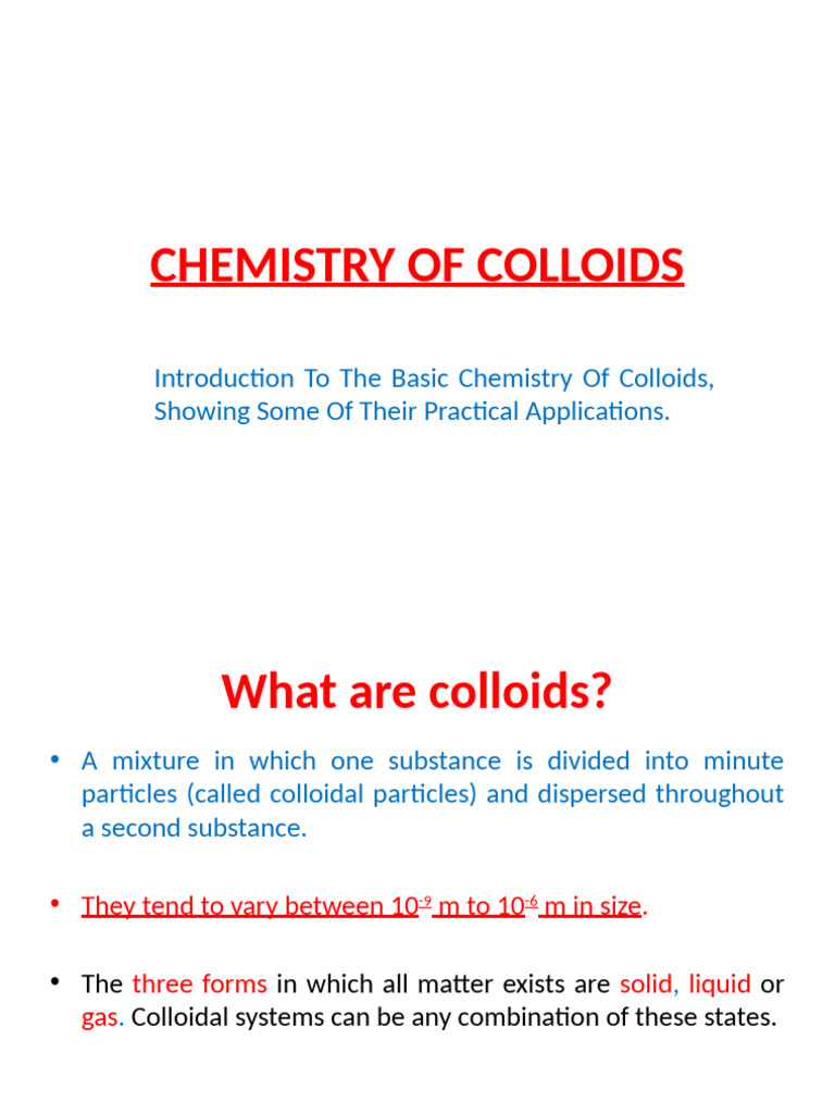 Colloid Chemistry | PDF | Colloid | Hydrophile