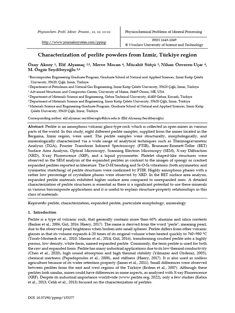 Characterization of Perlite Powders | PDF | Microscopy | Scanning ...