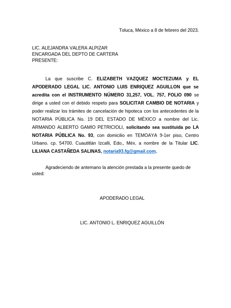 Solicitud de Cambio de Notaría | PDF