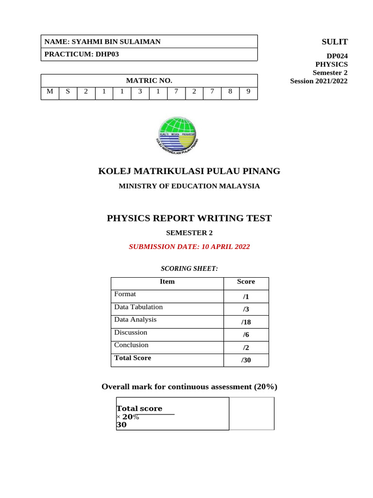 Physics Report on Simple Harmonic Motion | PDF | Mechanics | Physics