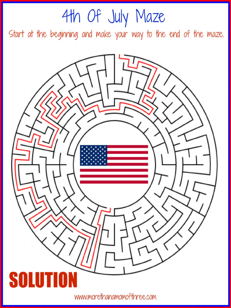 4th of july maze pdf