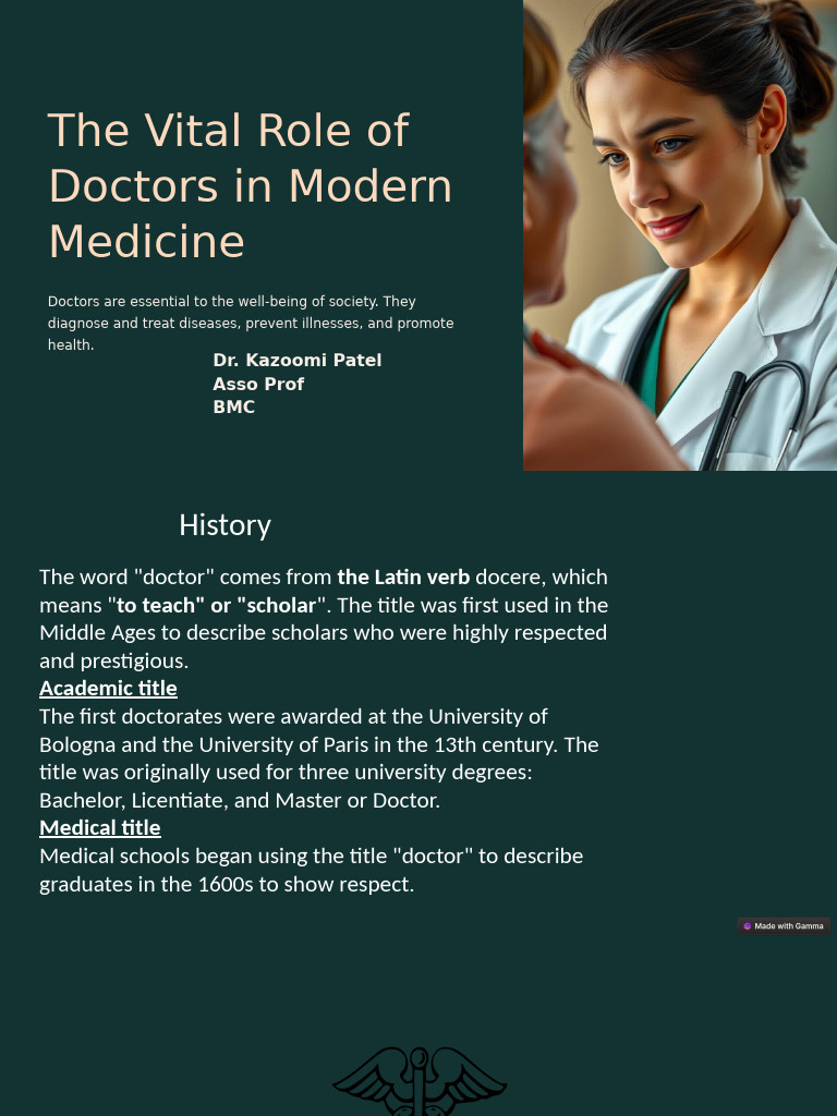 Essential Role of Doctors in Healthcare | PDF | Medicine | Physician