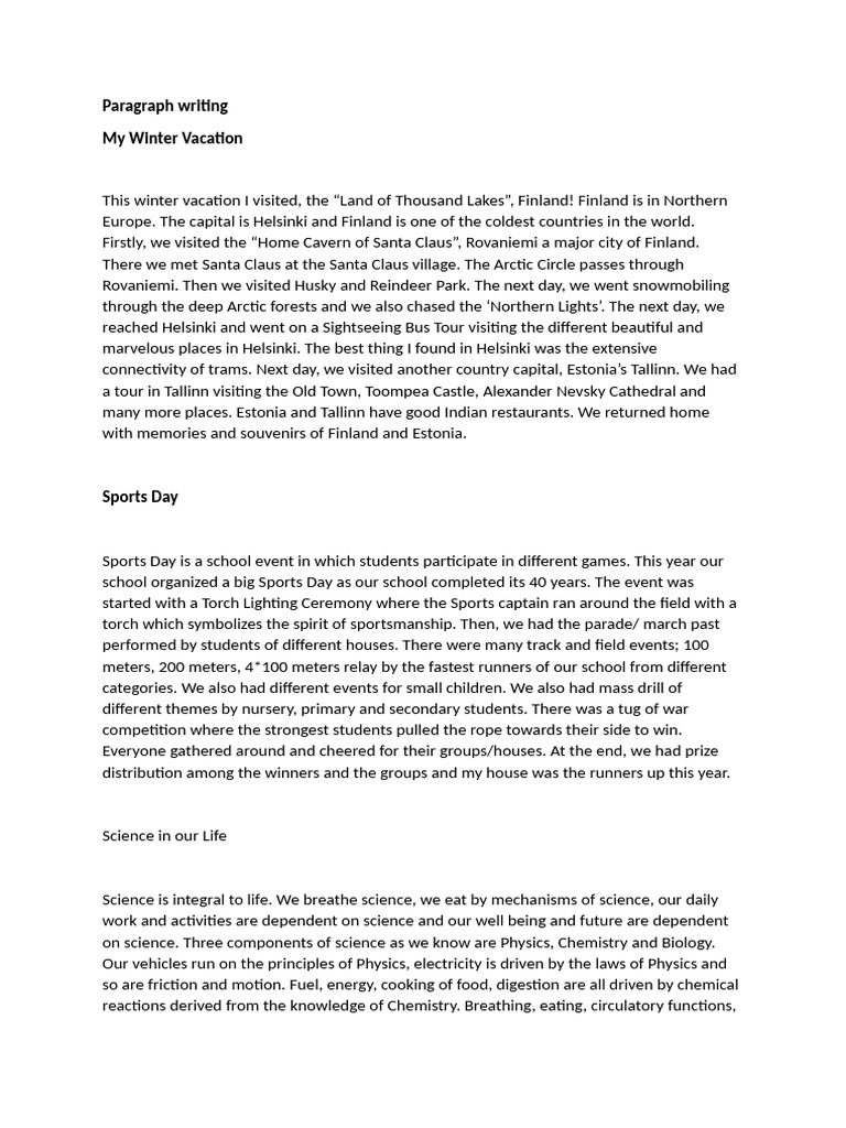 Paragraph Writing 7 Annual Pdf Science Helsinki
