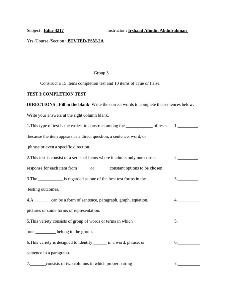 Test Construction Guide for Educ 4217 | PDF | Cognitive Science | Cognition