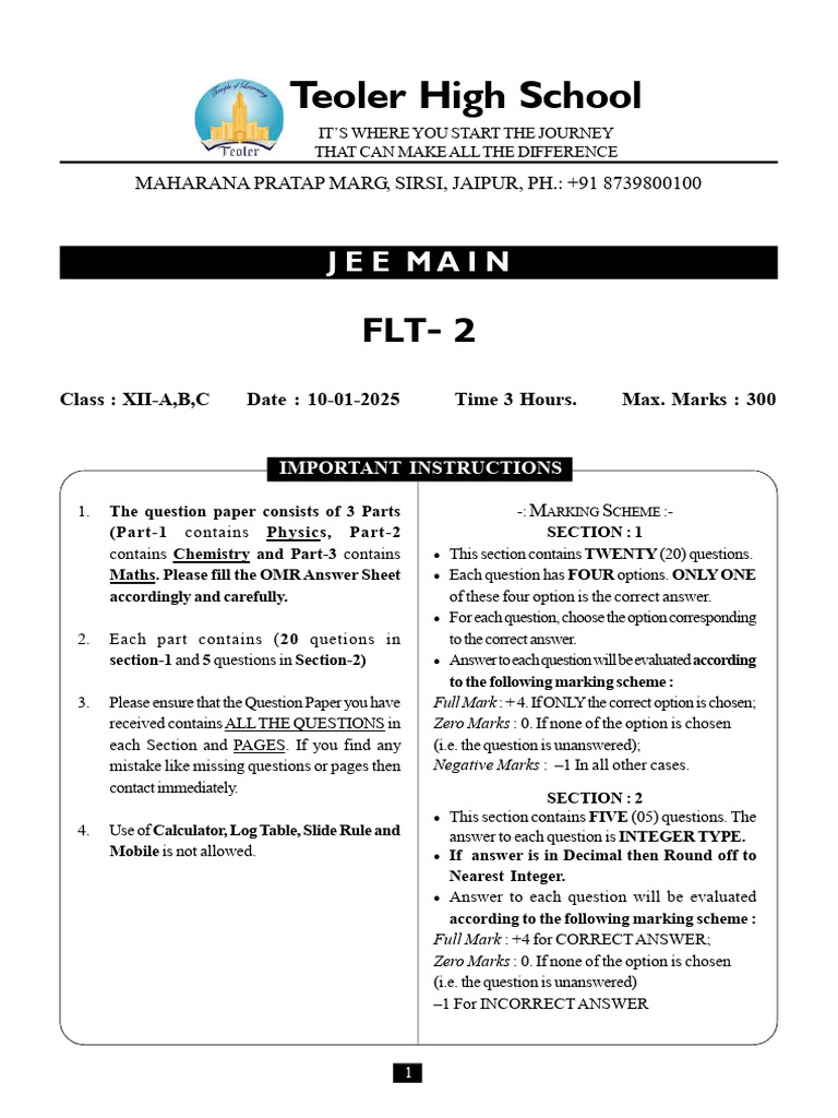 JEE Main 2025 Physics Question Paper | PDF | Physical Phenomena