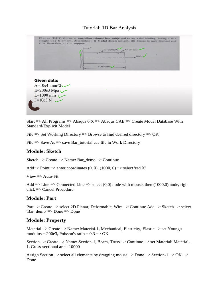 Tutorial 1D Bar | PDF | Elasticity (Physics) | Young's Modulus
