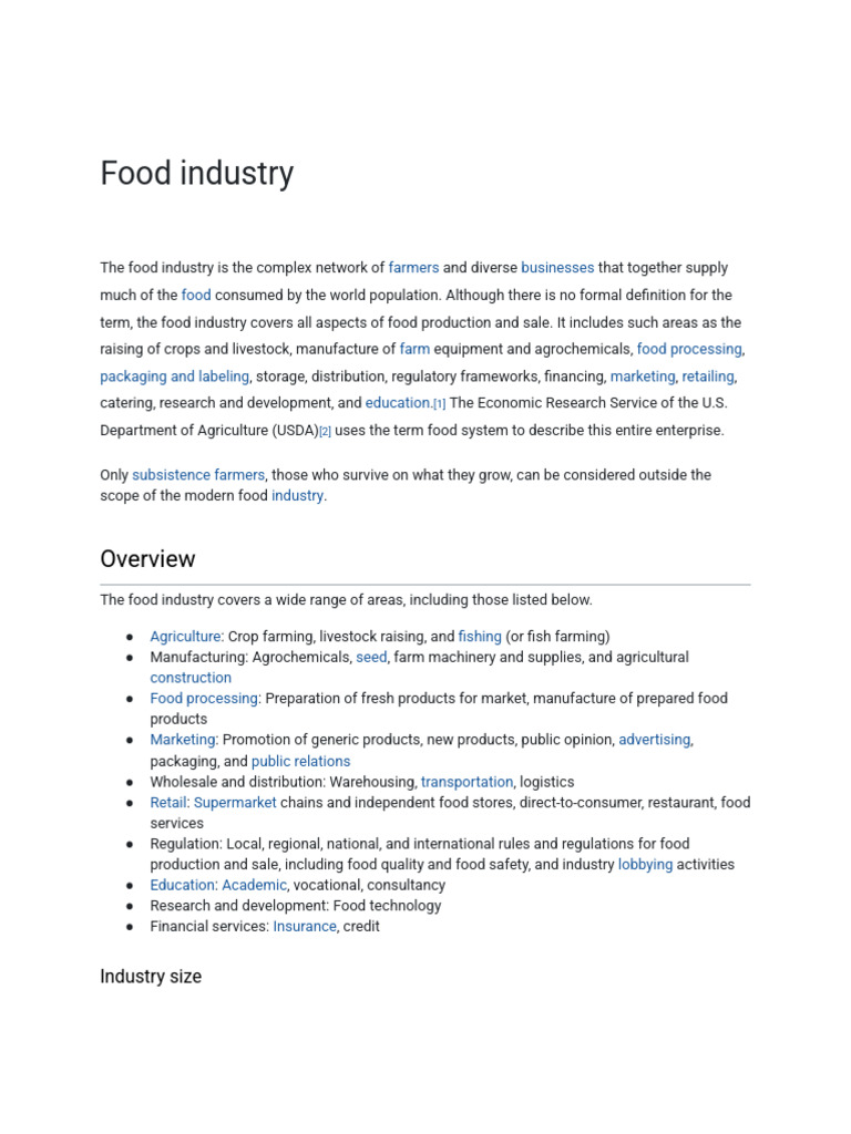 Food Industry Pdf Food Industry Agriculture