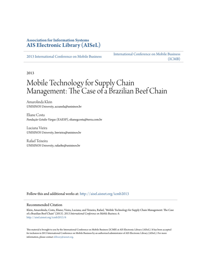 Mobile Tech in Brazilian Beef Chain | PDF | Supply Chain Management ...